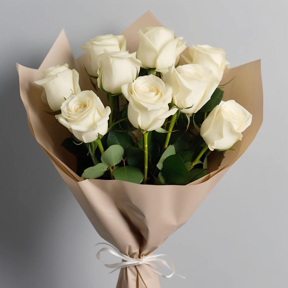 Букет 9 Белых роз Эдлесс Лав в Бабаево