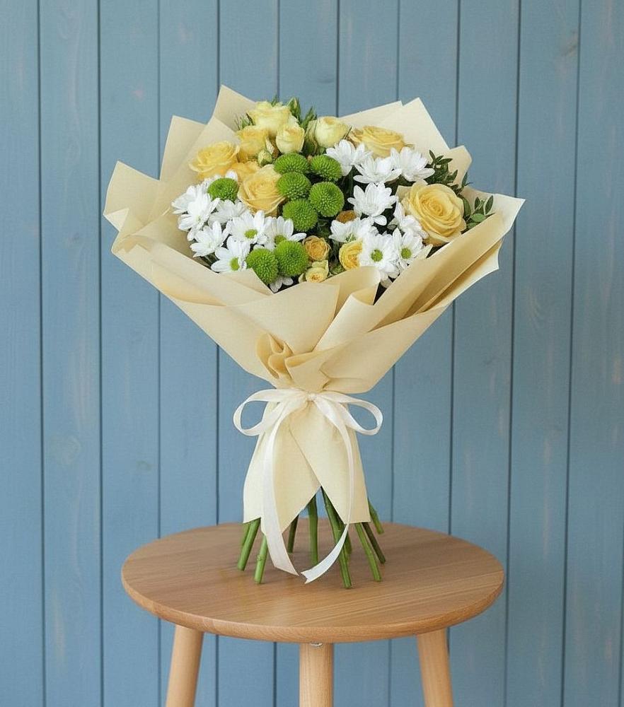 Букет цветов из: Хризантемы и Розы в Бабаево