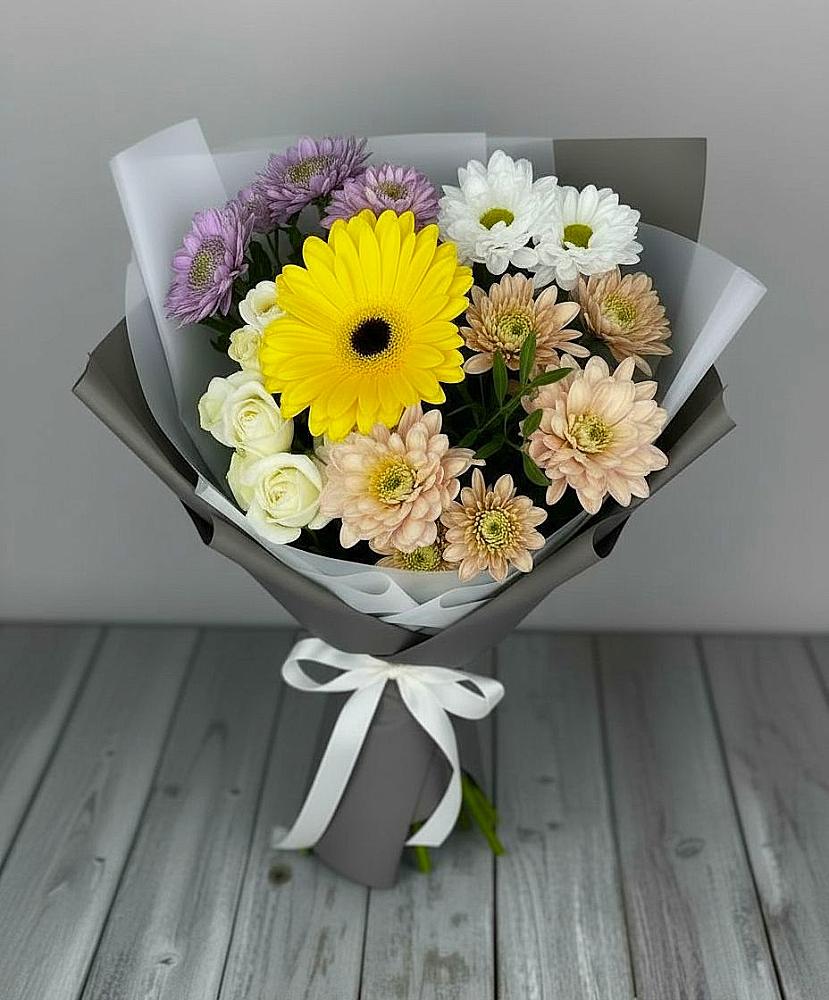 Букет цветов из: Розы, Герберы и Хризантемы в Бабаево