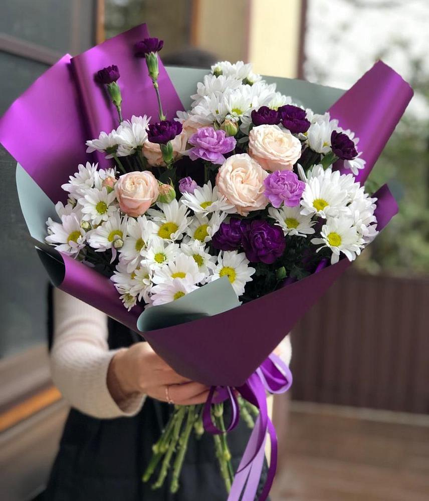 Букет цветов из: Хризантемы, Гвоздики и Розы в Бабаево