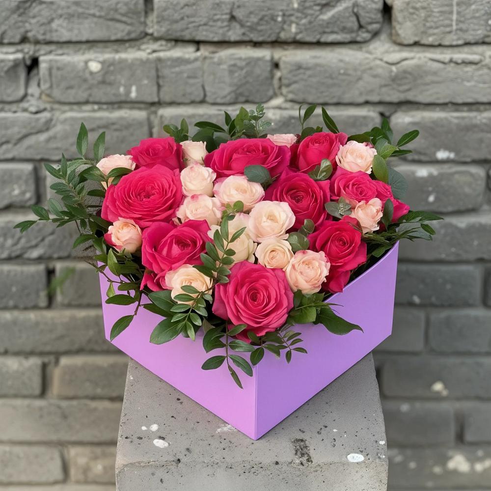 Цветочная композиция из Розы в коробке в Бабаево
