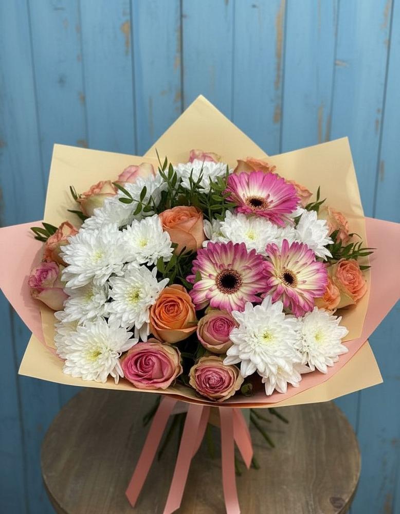 Букет цветов из: Розы, Герберы и Хризантемы в Бабаево