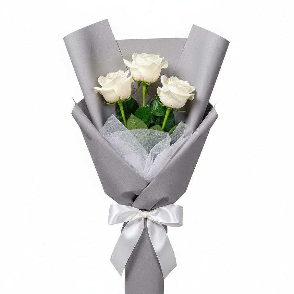 Букет 3 белые розы в Бабаево
