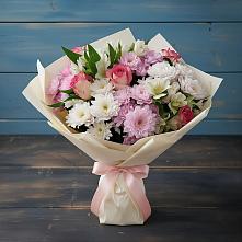 Букет цветов из:  Хризантемы, Альстромерии и Розы #REPLACE_PRED# Бабаево