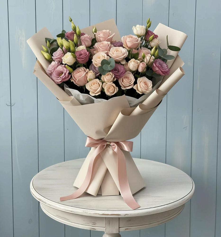 Букет цветов из: Розы и Лизиантусы в Бабаево