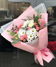 Букет цветов из:  Розы, Лизиантусы и Хризантемы в Бабаево