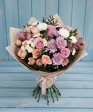 Букет цветов из:  Хризантемы, Розы и Альстромерии в Бабаево
