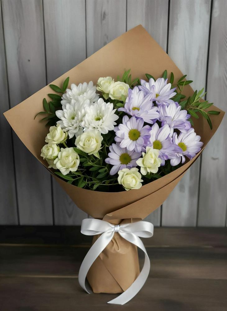 Букет цветов из: Хризантемы и Розы в Бабаево